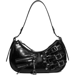 Small Handbag for Women Y2k Aesthetic Punk Grunge Chic Hobo Mini Clutch Purse PU Leather Evening Satchel Shoulder Bag