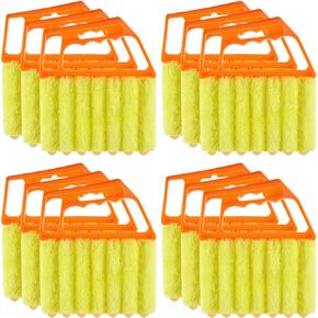 12 Pcs Blind Cleaner Duster Tool, 7 Finger Dusting Cleaner Tool, Handheld Blind Dusters for Cleaning, Washable Mini Cleaner Brush for Air Conditioner Wood Blinds Window Dust Dirt, Yellow