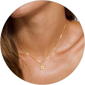 KOHOTA Gold Initial Necklaces for Women Girls, Dainty Gold Balloon Bubble Letter Necklace,14K Gold Plated Simple Necklace Puffy Name Personalized Tiny A-Z Pendant Choker Necklace Cute Letter Name Gold Necklaces for Teen Girls Trendy Jewelry Gift