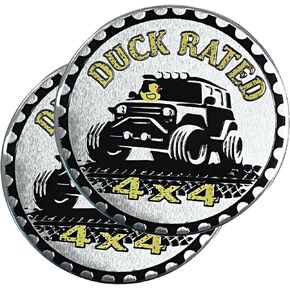 2 PCS Car Emblem, 4 x 4 Metal Automotive Badge, 3D Round Metal Car Badges Emblems, Car Badge Decals Stickers Compatible with Jeep Wrangler Vehicles Trucks SUV RV (2NG AMENDMENT)