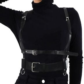 Women Body Harness Bra Punk Gothic Cupless Lingerie Strappy Set Sexy Strap Belt Chest Waist Faux Leather Garter Belts