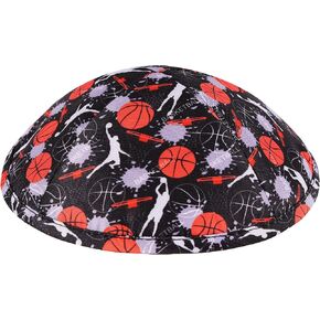 Zion Judaica Sports Kippah Adults & Boys Ballgame Pattern Kippot 6" Skullcap Yamaka for Bar/Bat Mitzvah Chuppah Wedding