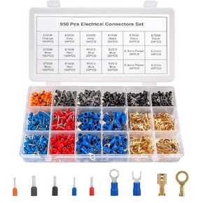 950pcs Wire Ferrules Terminals Kit, Insulated Ferrule Crimp Pin Terminal Connectors, Cord Pin End Terminal, Wire Ends Crimp Terminal Pins Ferrule Connectors, AWG 22 20 18 16 14