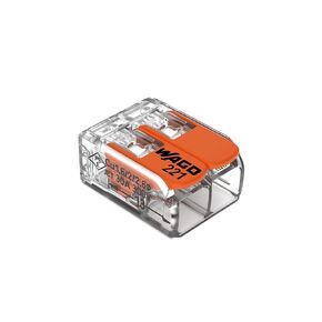 221-612 | WAGO Lever-NUTSsplicing Connector | for Solid and Stranded Conductors | 2-Conductor with Operating levers | 20-10 AWG | Transparent housing | [Box of 50 Pieces]