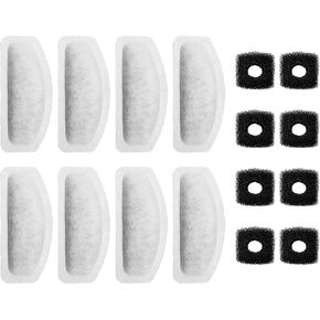 Cat Water Fountain Filter for 67Oz Satainless Steel Pet fountain, Dog Cat Fountain Filter Replacement with Pump Sponges (8filters&8sponges)