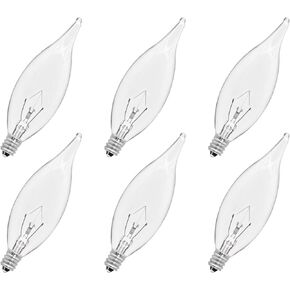 12-Pack E12 Candle Light Bulbs 25W Warm White 2500K, 240 Lumen Dimmable Chandelier Light Bulbs for Ceiling Fan, Pendants or Outdoor, CA10 Clear Candelabra Base Bulbs