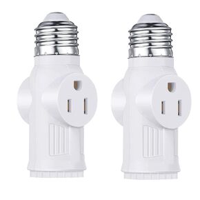 Lamp/Light Bulb Adapter, Black, E26/E27 to 2/3 Prong Plug Splitter for Indoor/Outdoor Use