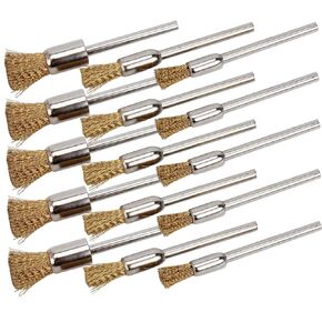 15pcs Metal Cleaning End Pen Shape Wire Brush Rust Paint Removal Bits Polishing Rotary Tools Accessories (Copper Pattern)