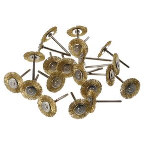 FEIYING 20pcs Wire Wheel Brushes,Dia 25mm Rotary Tool Brass Wire Brush Set -Fits Dremel,1/8" Shank,Clean,Polish Clean Tools