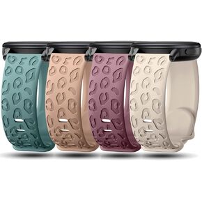 4 PACK 18mm Cheetah Leopard Engraved Silicone Band Compatible With Vivoactive 4S / Venu 3S / Venu 2S/ Vivomove 3S, Soft Sport Release Waterproof Replacement Wristband Strap for Garmin Forerunner 255s in Kuwait