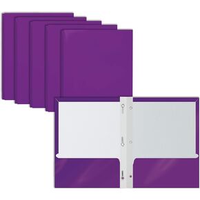 Better Office Products 25-Pack Glossy Purple Paper Folders with Prongs, Letter Size, 8.5 x 11-Inch