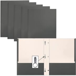 Better Office Products Gray Paper 2 Pocket Folders with Prongs, Matte Texture, Letter Size Paper Folders, 50 Pack, with 3 Metal Prong Fastener Clips, Gray