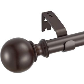 Kemmie 1" Classic Window Curtain Rod with Round Finials Simple Single Telescoping Drapery Rod, 72-144", Matted Nickel