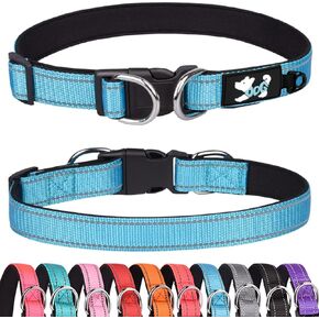 Padded Dog Collar Reflective Dog Collars for Small Medium Large Dogs Comfortable Soft Neoprene Adjustable Basic Dog Collars (L, Purple)