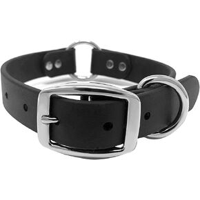 Regal Dog Products Medium Blue Dog Collar with Heavy Duty Double Buckle & D Ring | Vinyl Coated, Custom Fit, Adjustable Biothane Dog Collar | Chew Resistant Waterproof Center-Ring Collar for Dogs