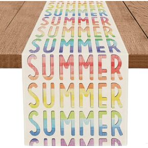 GPGHE Summer Table Runner Gradient Summer Table Runners 13x36 Inch Seasonal Holiday Home Party Kitchen Dining Table Decor