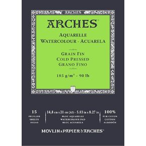 Arches A1795217 Pad Enc 14,8 x 21 15H Aquarelle 100% Fine 185 g أبيض NAT in Kuwait