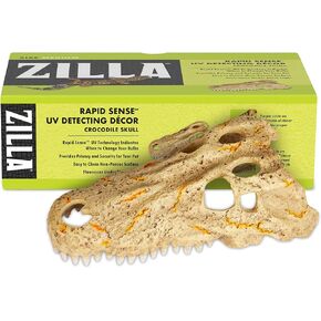 Zilla Rapid Sense UV Detecting Pet Reptile Terrarium Décor, Detects UVB Levels, Crocodile Skull, Medium