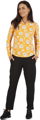 بولو IBKUL Athleisure Wear للحماية من الشمس بعامل حماية من أشعة الشمس 50+ Icefil Cooling Tech Ruthie Print بطول قابل للتعديل وأكمام طويلة - 48486 in Saudi Arabia