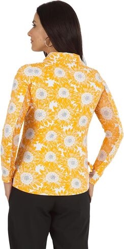 بولو IBKUL Athleisure Wear للحماية من الشمس بعامل حماية من أشعة الشمس 50+ Icefil Cooling Tech Ruthie Print بطول قابل للتعديل وأكمام طويلة - 48486 in Saudi Arabia