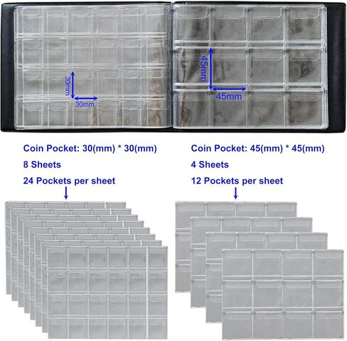 حامل مجموعة العملات المعدنية لهواة الجمع، 240 جيبًا لمستلزمات كتب جمع العملات المعدنية in Kuwait