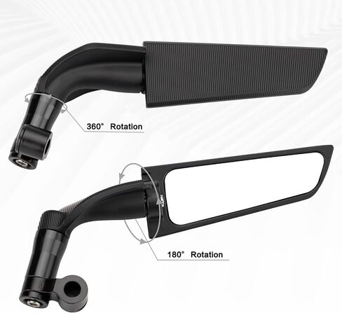 Universal Adjustable Motorcycle Mirrors - 8MM and 10MM Swivel Adjustable Wind Reduction Wing Design for Enhanced Safety & Comfort, Compatible with M8 or M10 Universal Motorcycle (Black) in Kuwait