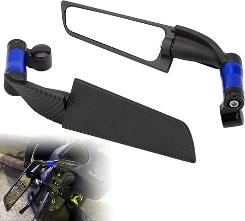 Universal Adjustable Motorcycle Mirrors - 8MM and 10MM Swivel Adjustable Wind Reduction Wing Design for Enhanced Safety & Comfort, Compatible with M8 or M10 Universal Motorcycle (Black) in Saudi Arabia