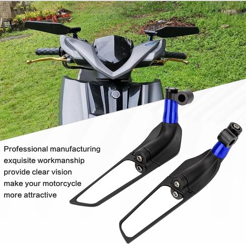 Universal Adjustable Motorcycle Mirrors - 8MM and 10MM Swivel Adjustable Wind Reduction Wing Design for Enhanced Safety & Comfort, Compatible with M8 or M10 Universal Motorcycle (Black) in Saudi Arabia