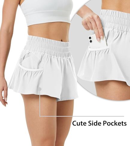 viehunt Womens High Waisted Athletic Running Shorts Workout Gym Water-Resistant Quick Dry Flowy Shorts with Side Pockets in Saudi Arabia