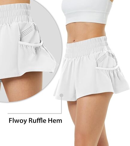 viehunt Womens High Waisted Athletic Running Shorts Workout Gym Water-Resistant Quick Dry Flowy Shorts with Side Pockets in Saudi Arabia