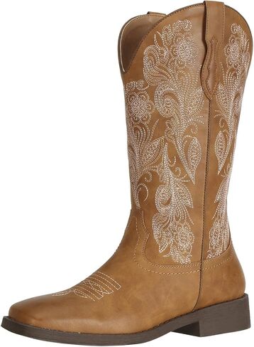 J's.o.l.e Women's Floral Embroidered Cowboy Boots Square Toe Fashion Western Cowgirl Boots in Saudi Arabia