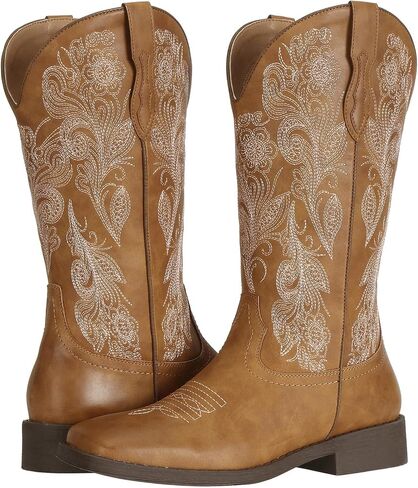 J's.o.l.e Women's Floral Embroidered Cowboy Boots Square Toe Fashion Western Cowgirl Boots in Saudi Arabia