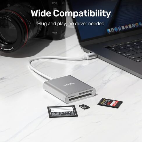 Unitek USB Card Reader 3-Slot USB 3.0 Compact Flash Card Reader, Read 3 Cards Simultaneously, Aluminum Memory Card Adapter CF, TF, SDXC, SDHC, SD, Micro SDXC, Micro SD, Micro SDHC- 4FT (Black) in Saudi Arabia