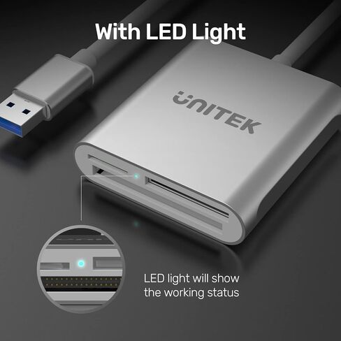 Unitek USB Card Reader 3-Slot USB 3.0 Compact Flash Card Reader, Read 3 Cards Simultaneously, Aluminum Memory Card Adapter CF, TF, SDXC, SDHC, SD, Micro SDXC, Micro SD, Micro SDHC- 4FT (Black) in Saudi Arabia