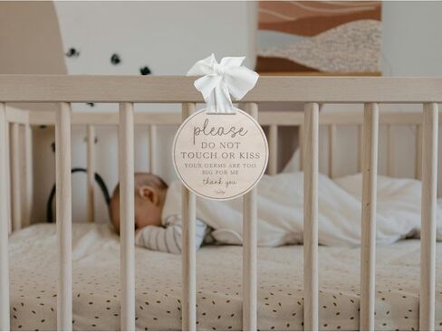Please Do Not Touch or Kiss Baby Sign, Please Do Not Touch Baby Wooden Sign, No Touching Baby Car Seat Sign or Stroller Tag, Do Not Touch Sign for Newborn Baby in Kuwait