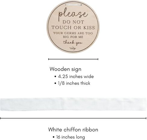 Please Do Not Touch or Kiss Baby Sign, Please Do Not Touch Baby Wooden Sign, No Touching Baby Car Seat Sign or Stroller Tag, Do Not Touch Sign for Newborn Baby in Kuwait