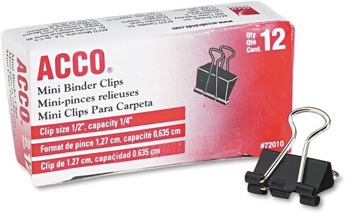 ACCO Binder Clips, Mini, 1 Box, 12 Clips/Box (72010) in Saudi Arabia