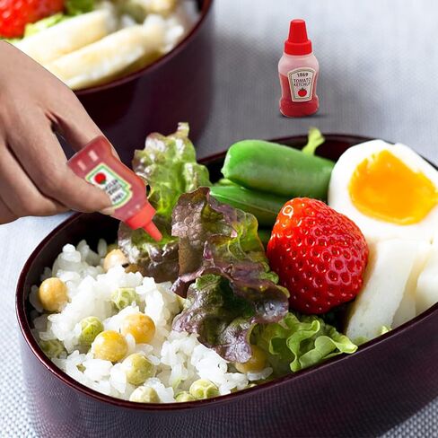 4 قطع زجاجة كاتشب صغيرة، زجاجات ضغط للبهارات سعة 25 مل، حاوية صلصة كاتشب الطماطم القابلة لإعادة الملء، صندوق بلاستيكي للتخييم والمدرسة والشواء in Kuwait