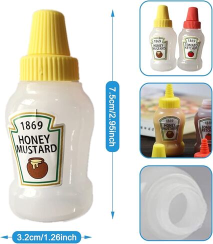 4 قطع زجاجة كاتشب صغيرة، زجاجات ضغط للبهارات سعة 25 مل، حاوية صلصة كاتشب الطماطم القابلة لإعادة الملء، صندوق بلاستيكي للتخييم والمدرسة والشواء in Kuwait