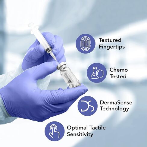 قفازات الفحص الطبي من Medicom AssureTouch من النتريل النقي، عدد كبير 3 مل، عدد 200، قفازات خالية من اللاتكس للاستعمال مرة واحدة، خالية من المسحوق in Kuwait