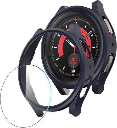 واقي شاشة متوافق مع Galaxy Watch 5 Pro، 【عبوة من 4+2】طبقة حماية من الزجاج المقوى عالي الدقة وغطاء ممتص للصدمات من البولي كربونات لساعة Samsung Galaxy Watch 5 Pro، غطاء وجه لساعة Samsung Watch 5 Pro 45 مم in Kuwait