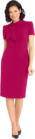 Maggy London Women's Midi Short Sleeve Sheath with Neck Tie Career Office Work Wear in Saudi Arabia