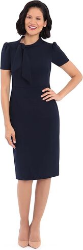 Maggy London Women's Midi Short Sleeve Sheath with Neck Tie Career Office Work Wear in Saudi Arabia