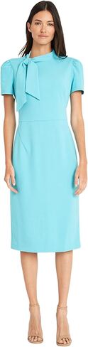 Maggy London Women's Midi Short Sleeve Sheath with Neck Tie Career Office Work Wear in Saudi Arabia