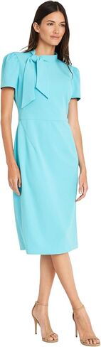 Maggy London Women's Midi Short Sleeve Sheath with Neck Tie Career Office Work Wear in Saudi Arabia