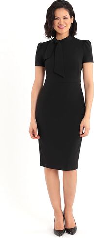 Maggy London Women's Midi Short Sleeve Sheath with Neck Tie Career Office Work Wear in Saudi Arabia
