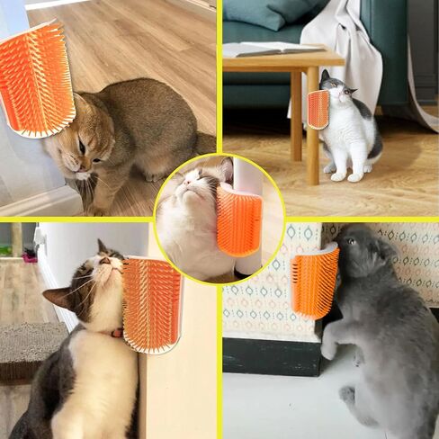Cat Self Groomer, Cat Grooming Brush, Cat Puppy Scratcher, Wall Corner Groomers Soft Grooming Brush Cat Puppy Massage Combs (2 Blue + 2 Gray) in Saudi Arabia