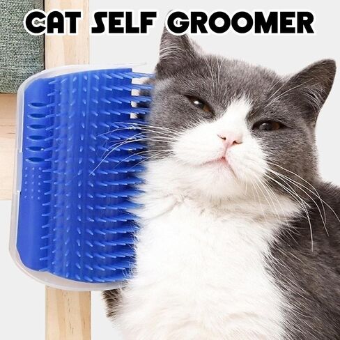 Cat Self Groomer, Cat Grooming Brush, Cat Puppy Scratcher, Wall Corner Groomers Soft Grooming Brush Cat Puppy Massage Combs (2 Blue + 2 Gray) in Saudi Arabia