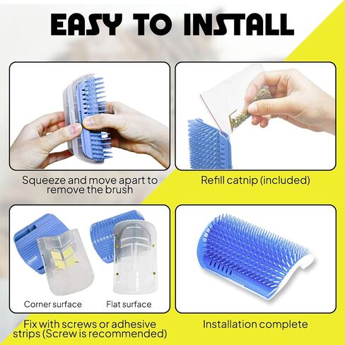 Cat Self Groomer, Cat Grooming Brush, Cat Puppy Scratcher, Wall Corner Groomers Soft Grooming Brush Cat Puppy Massage Combs (2 Blue + 2 Gray) in Saudi Arabia
