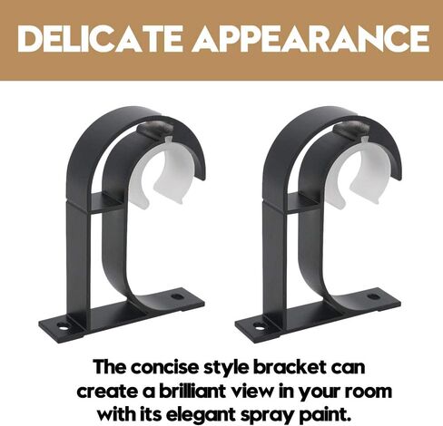 AddGrace Ceiling Curtain Rod Bracket, Heavy Duty Curtain Rod Holder with Plastic Buckle, Aluminum Alloy, Window Hardware Fit up to 1-2/16 Inch, Set of 4, Screw Included (Black) in Saudi Arabia